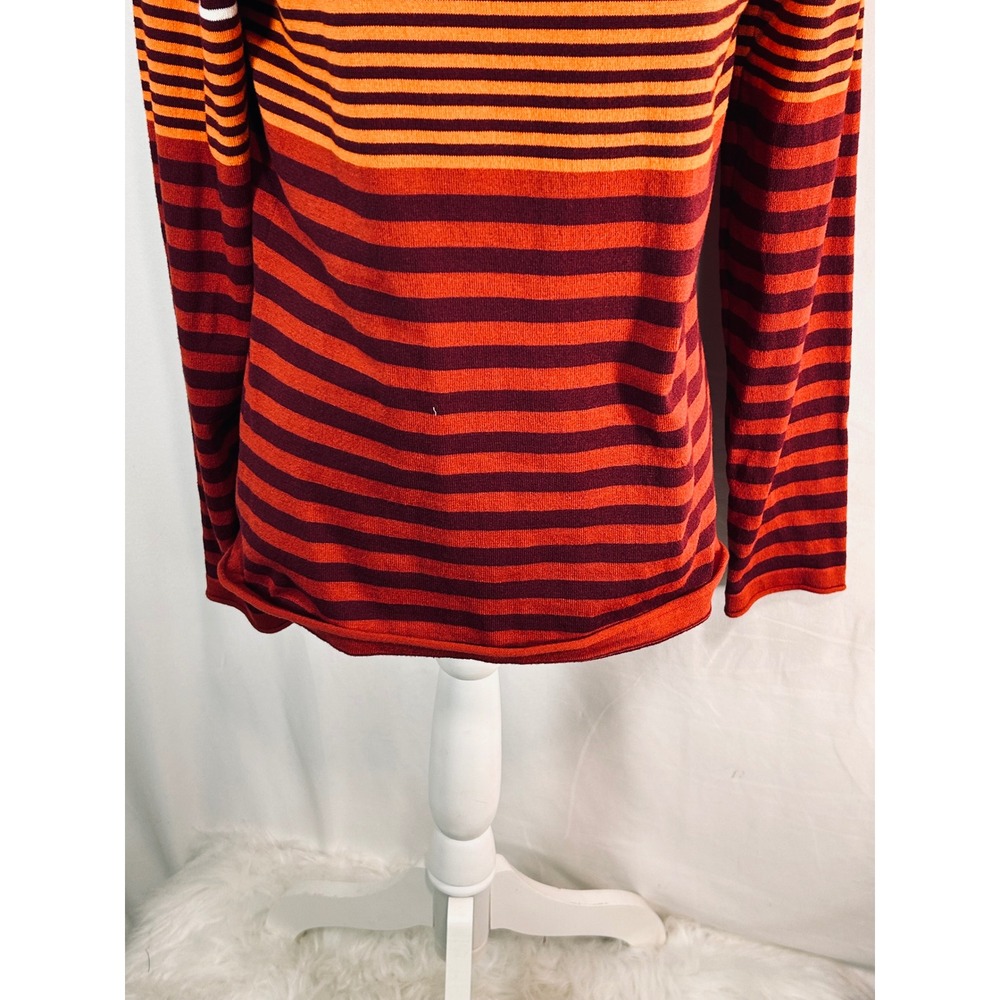 Duluth Trading Co Womens Medium Coolmax Striped Mock Neck Long Sleeve Top Orange - Picture 4 of 9
